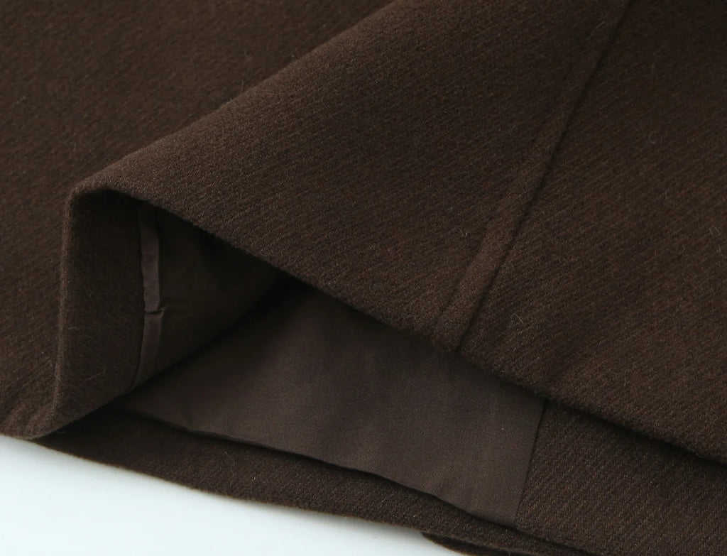 Manteau court femme vintage chic à double boutonnage avec poches