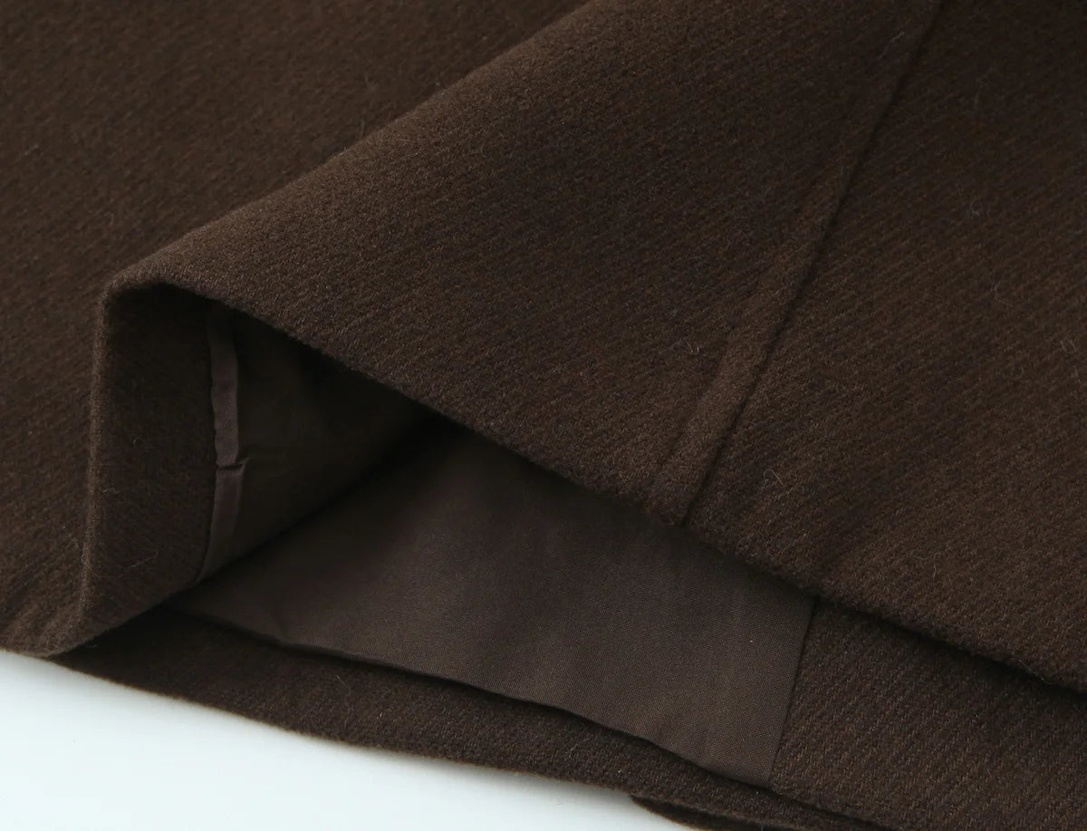 Manteau court femme vintage chic à double boutonnage avec poches