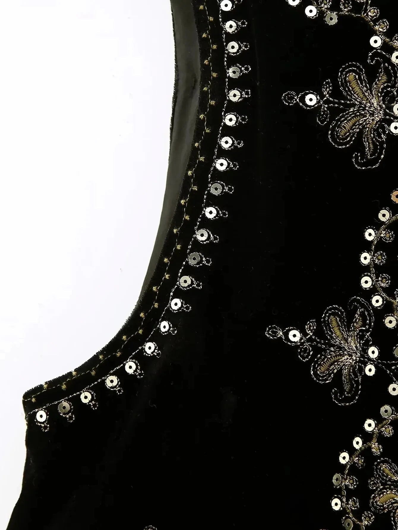 Gilet Femme Vintage Velours Brodé – Sans Manches Col V - Vestico