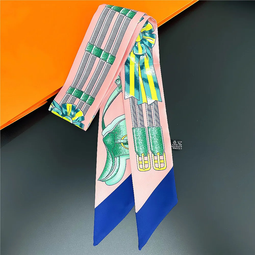 Foulard Femme Imprimé – Écharpe Fine en Soie, Accessoire pour Sac & Cheveux - Vestico