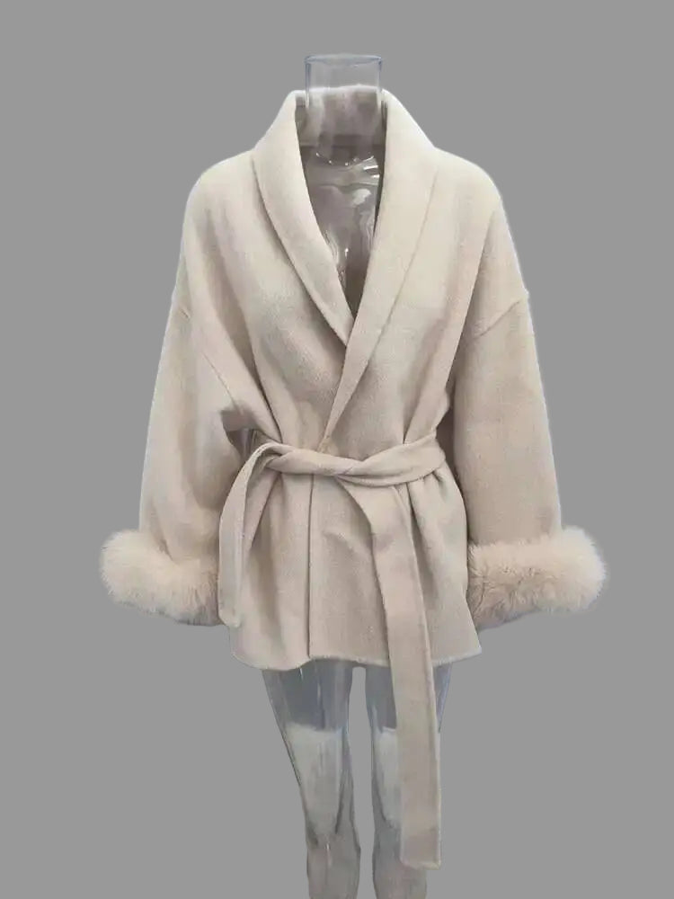 Manteau Femme OL – Patchwork Fourrure & Laine - Vestico