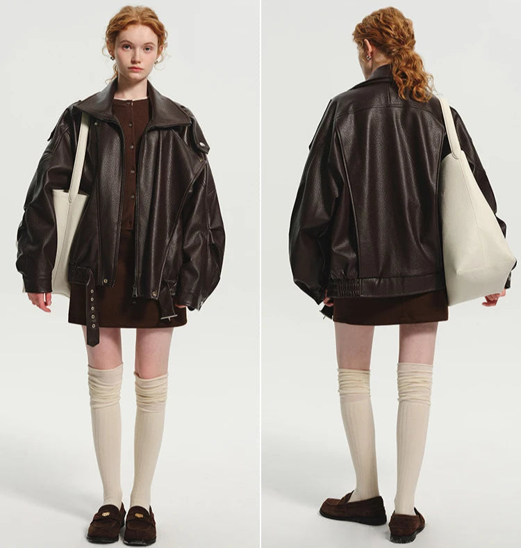 Veste Oversize Femme – Simili Cuir Rétro - Vestico