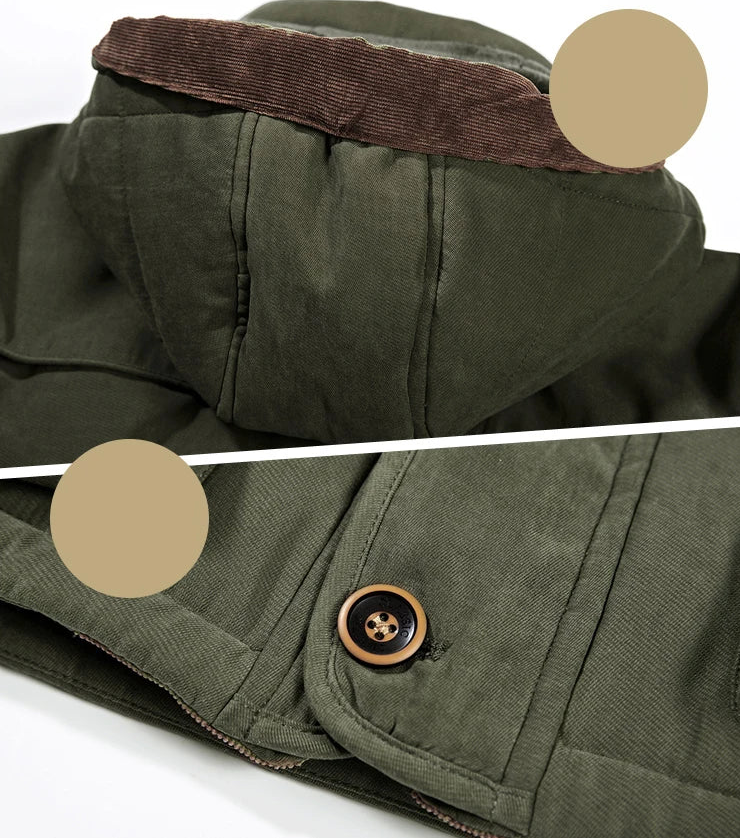 Veste Hivernale Homme Épaisse et Chaude – Capuche Amovible, Style Armée Décontracté