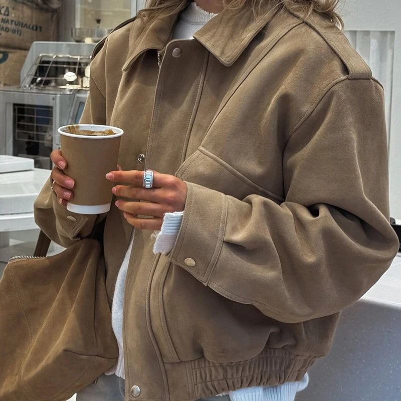 Manteau Court Femme Chic – Col Montant, Fermeture Zippée et Poches - Vestico