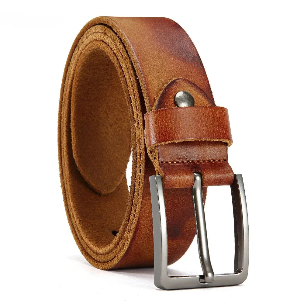 Ceinture Homme en Cuir – Boucle à Ardillon Métallique & Style Casual