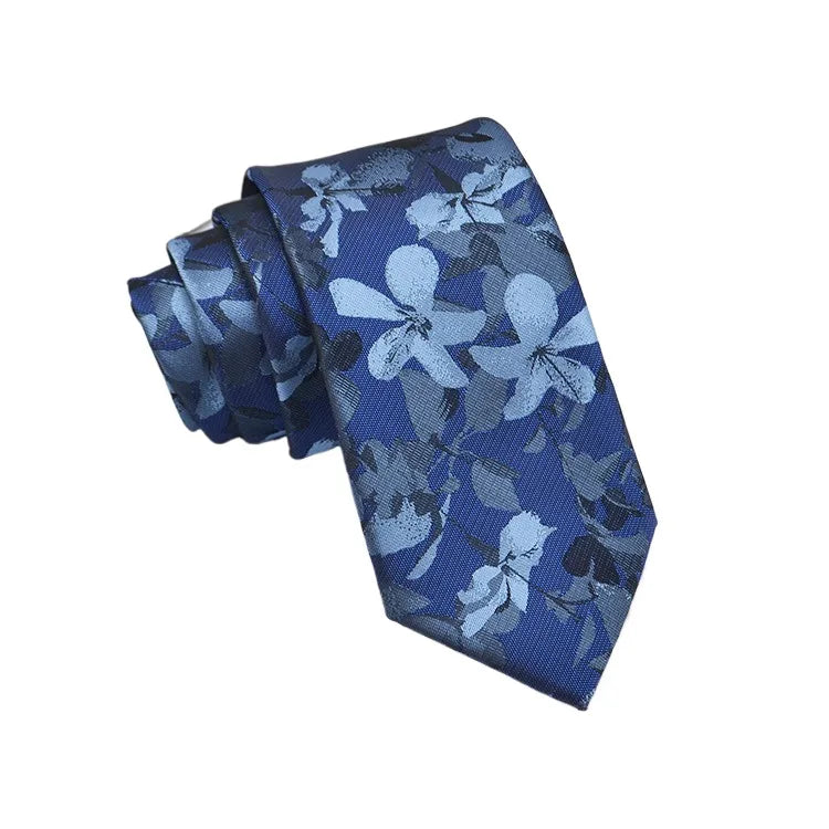 Cravate Homme en Jacquard – Motifs Floraux & Pois, 145 × 8 cm