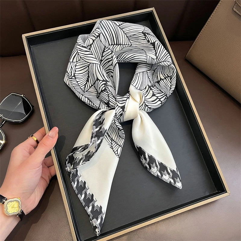 Bohemian Style Print Luxury Brand Silk Square Scarf Women Satin Shawls Neckerchief Wrap Scarves Bandana Hair Hjiab Floral - Vestico
