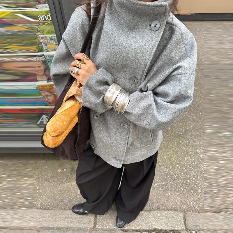 Veste Femme Laine & Cachemire Col Roulé – Style Casual Automne/Hiver 2025 - Vestico