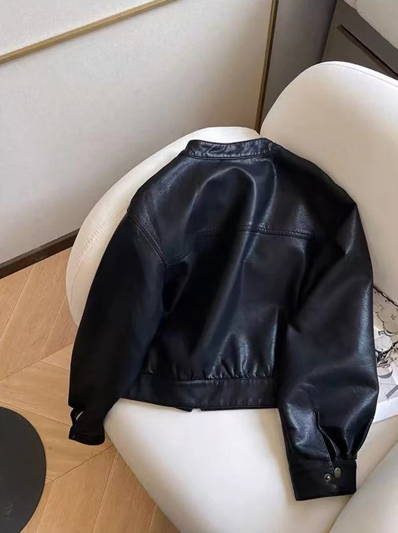 Veste Crop Simili cuir Femme – Style Y2K - Vestico