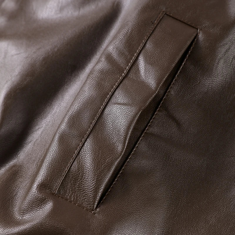 Veste Bomber Femme Simili Cuir Vintage – Coupe Loose avec Ceinture - Vestico