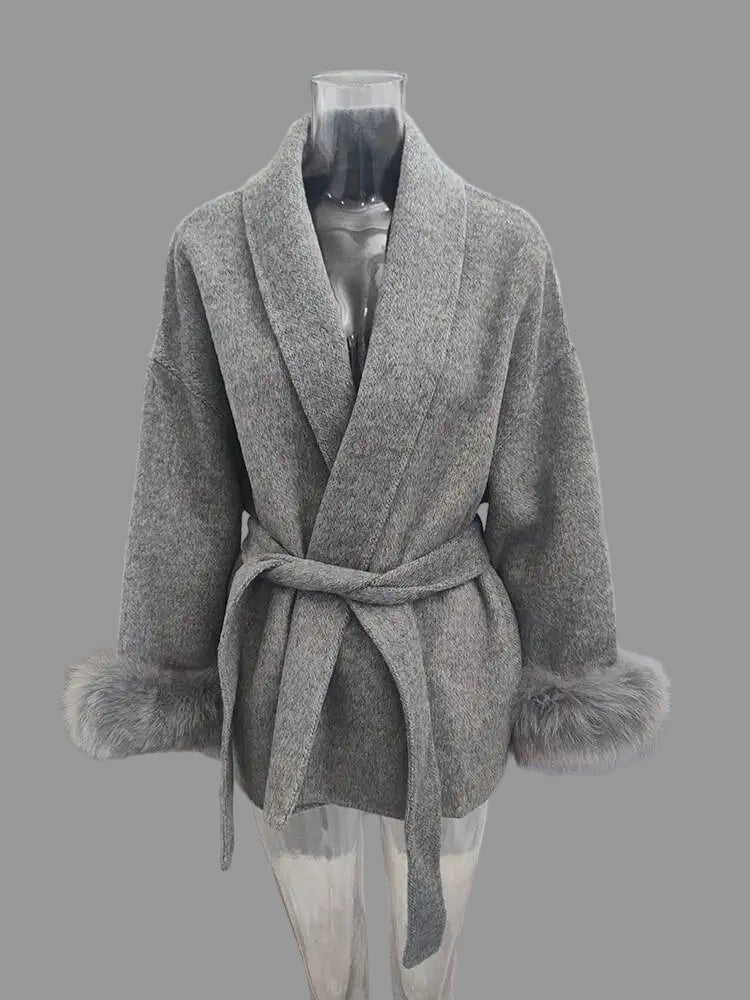 Manteau Femme OL – Patchwork Fourrure & Laine - Vestico