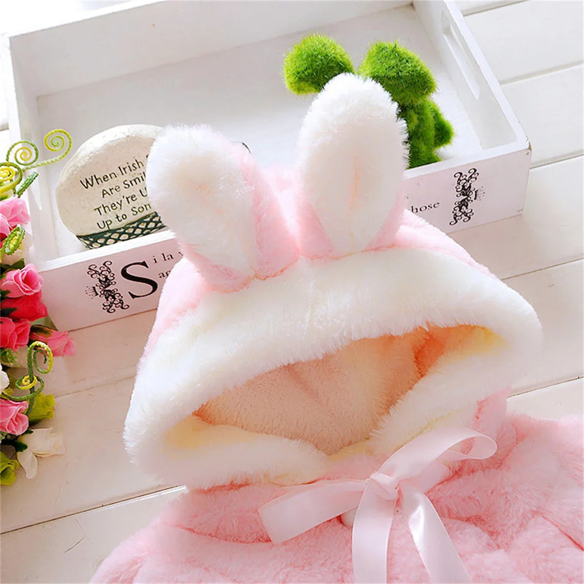 Winter Baby Girl Jacket Sweet And Cute Warm Hooded Rabbit Ear Wool Sweater Minimalist Children'S Clothing Suitable For 0-3 Year - Vestico