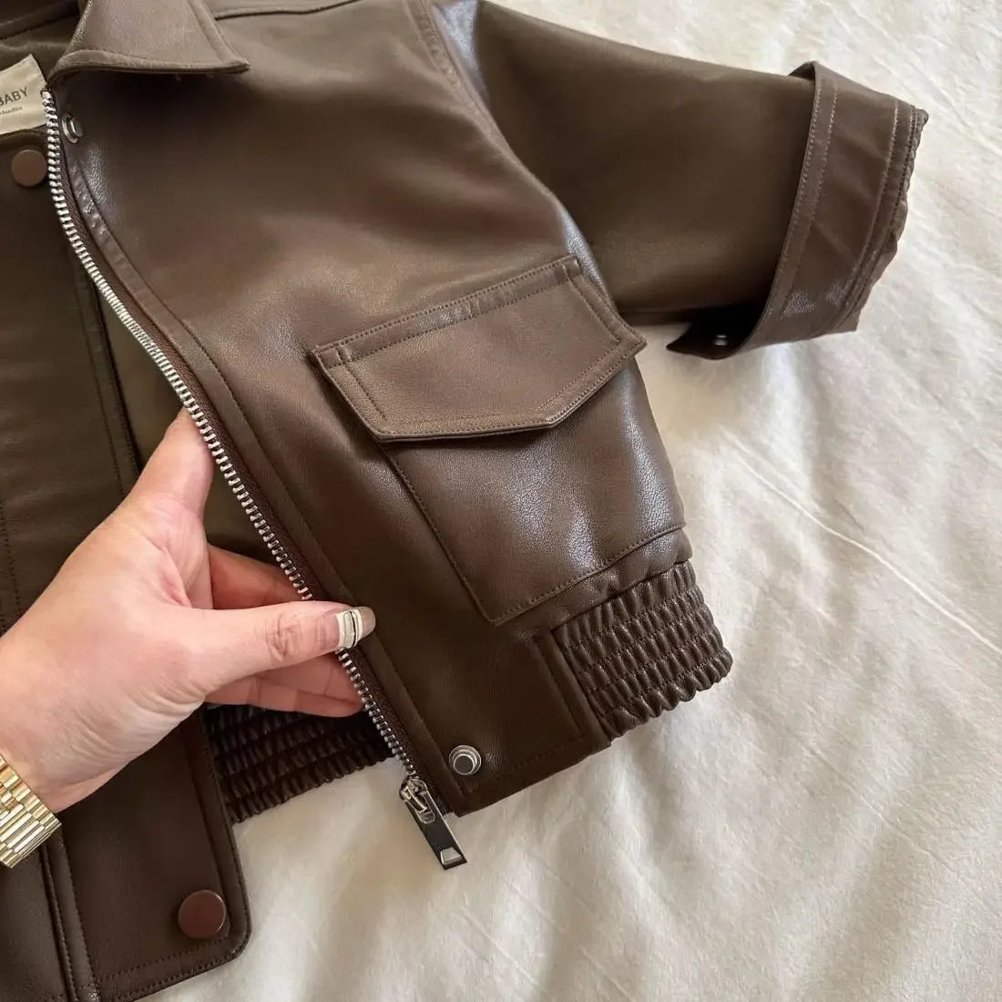Veste Simili-Cuir Enfant Unisexe, Style Coréen Chic - Vestico