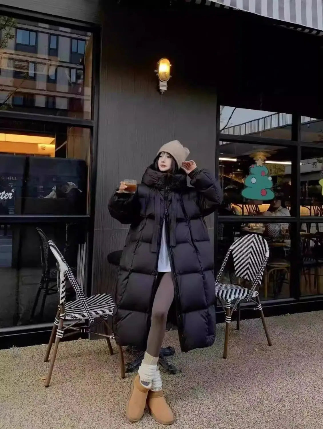 Manteau d’Hiver Long 2025 à Capuche – Doudoune Épaisse Style Coréen Décontracté