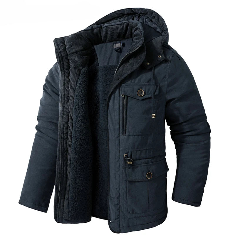 Parka Homme Chaude à Capuche Amovible – Veste Hiver LZLLTT en Polaire et Coton Décontractée - Vestico