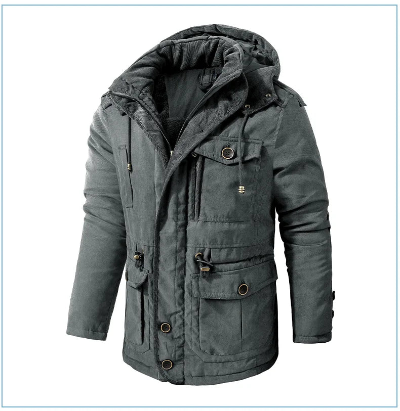 Parka Homme Chaude à Capuche Amovible – Veste Hiver LZLLTT en Polaire et Coton Décontractée - Vestico