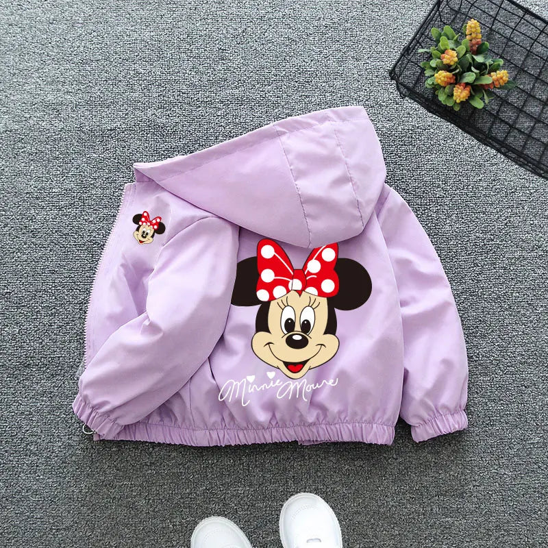 Autumn Baby Girls Cartoon Jacket Kids Minnie Mickey Mouse Coats Spring Fashion Frozen Elsa Hooded Windbreaker Clothing Outerwear - Vestico