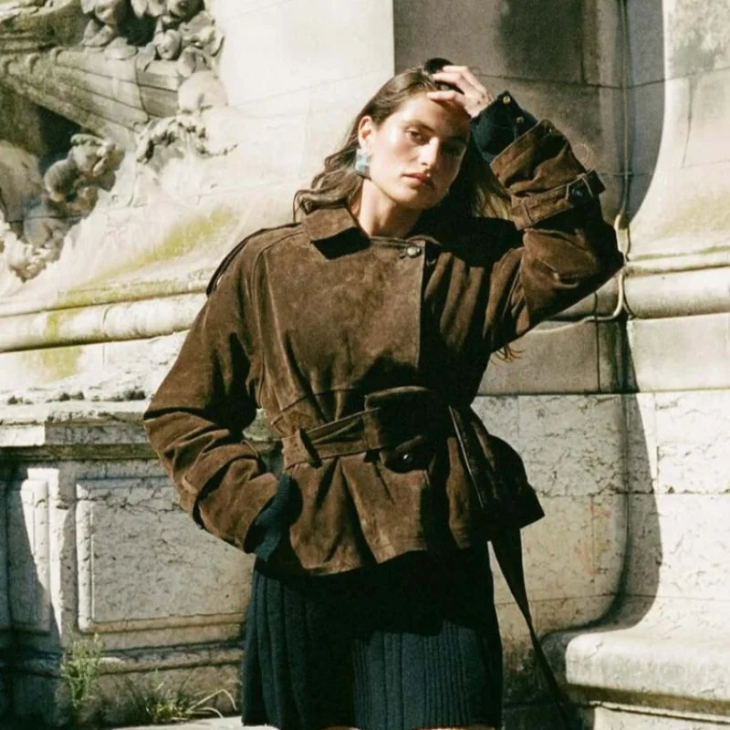 Manteau Femme Col Montant Double-Breasted - Vestico