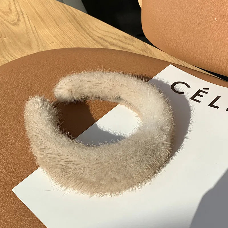 Bandeau Femme en Fourrure de Vison Véritable – Élégant & Luxueux