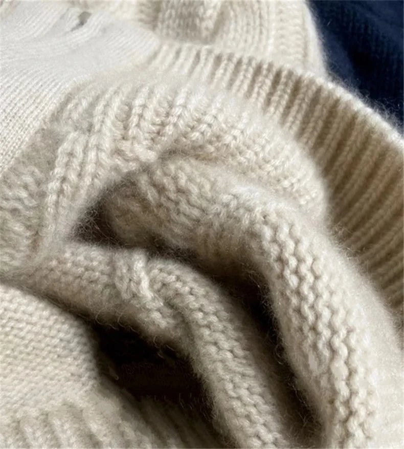 Cardigan Femme Automne-Hiver – Pull Col Roulé en Cachemire Tricoté, Coupe Large - Vestico