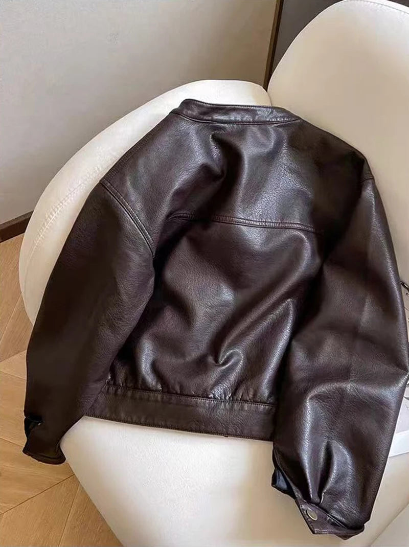 Veste Crop Simili cuir Femme – Style Y2K - Vestico