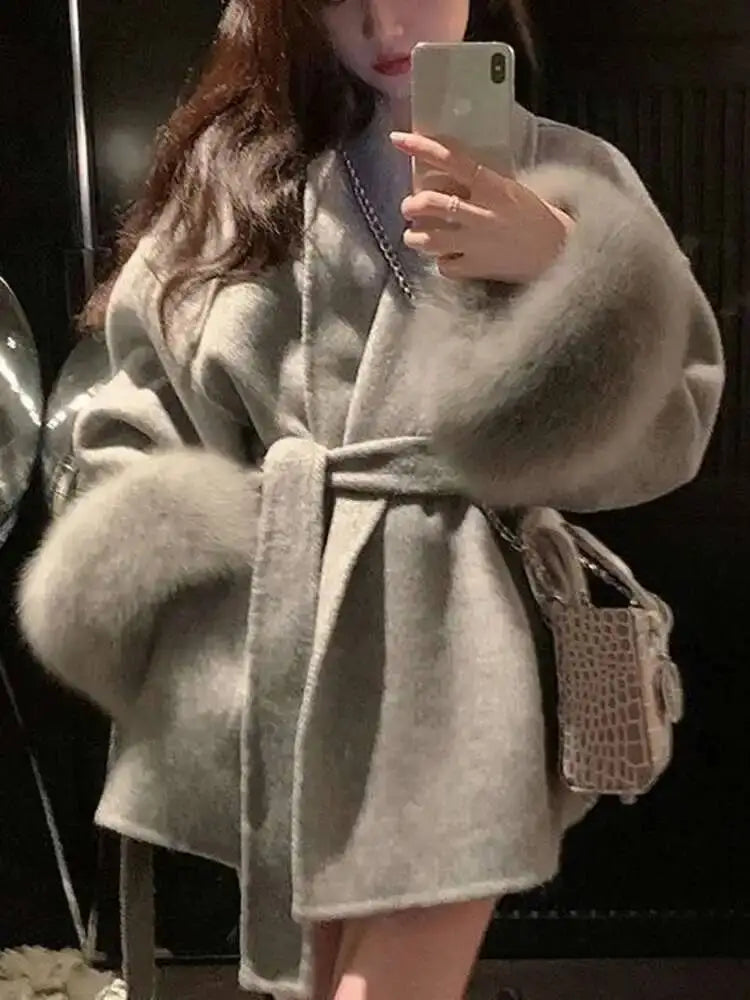 Manteau Femme OL – Patchwork Fourrure & Laine - Vestico