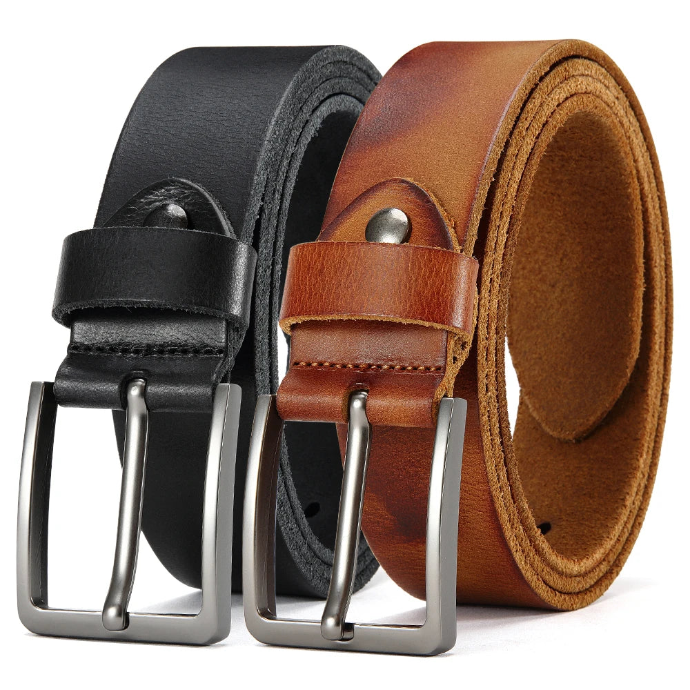 Ceinture Homme en Cuir – Boucle à Ardillon Métallique & Style Casual