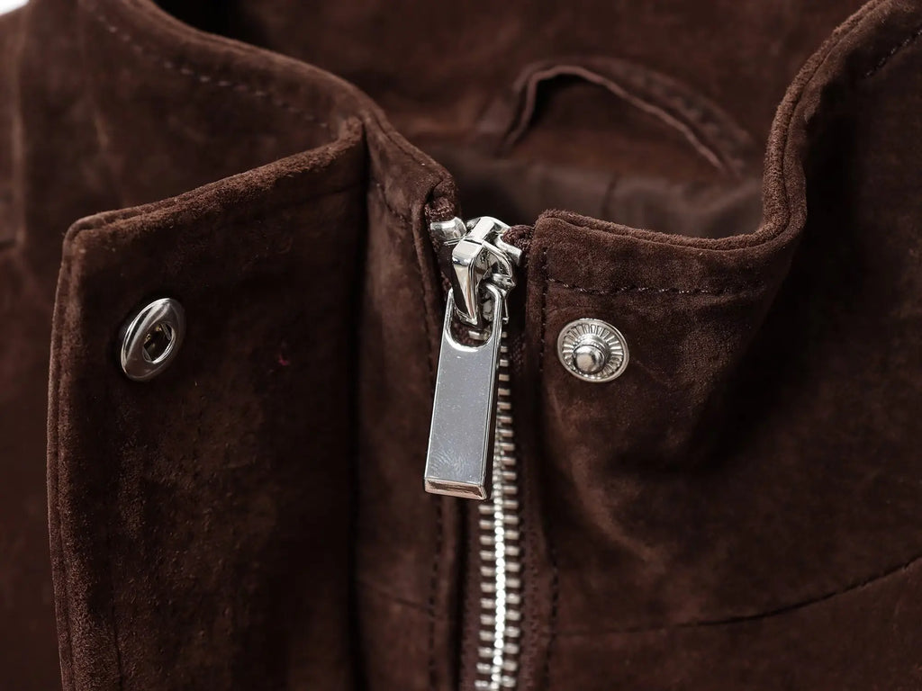 Veste femme effet suédine col montant – manteau chic automne/hiver