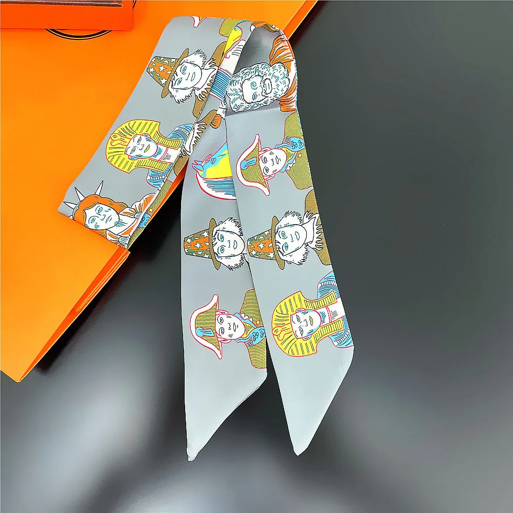 Foulard Femme Imprimé – Écharpe Fine en Soie, Accessoire pour Sac & Cheveux - Vestico