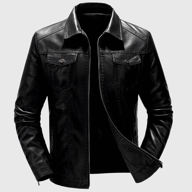 Veste Motard Homme en Similicuir Vintage – Style Biker Noir Léger - Vestico