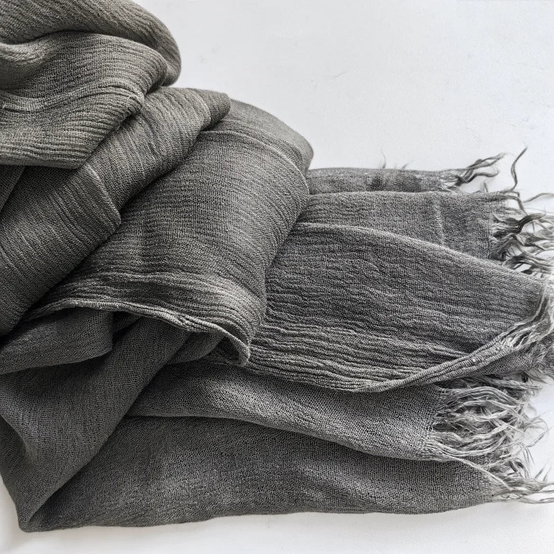 61 Colors Soft Cotton Viscose Scarf Rayon Material Muslim Hijab Mid Eastern Plain Solid Color Headscarf With Tassel - Vestico