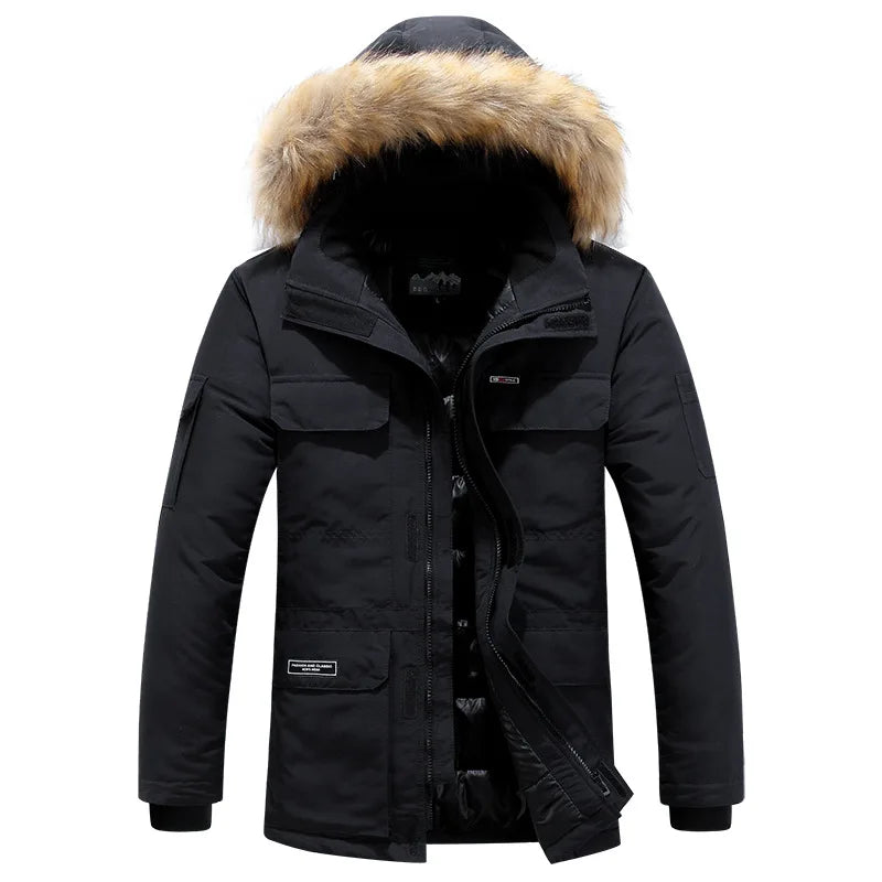 Veste d’Hiver Homme Épaisse -30°C | Parka à Capuche en Fausse Fourrure Imperméable et Coupe-Vent