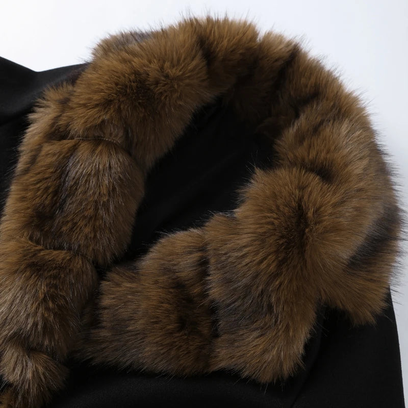 Veste courte femme en fausse fourrure patchwork – style streetwear hiver