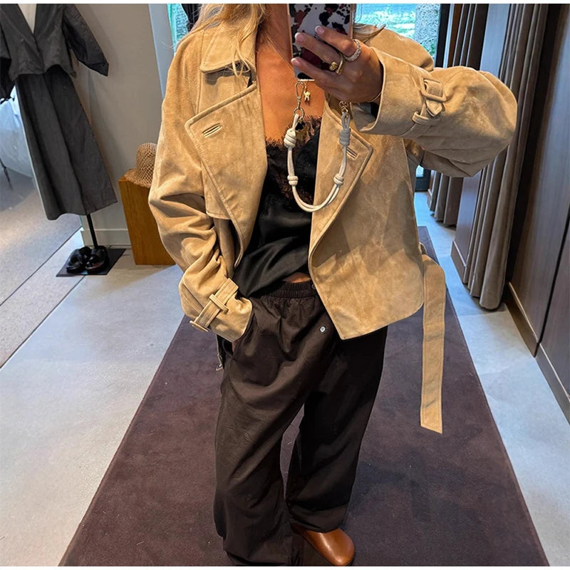 Manteau Femme Col Montant Double-Breasted - Vestico