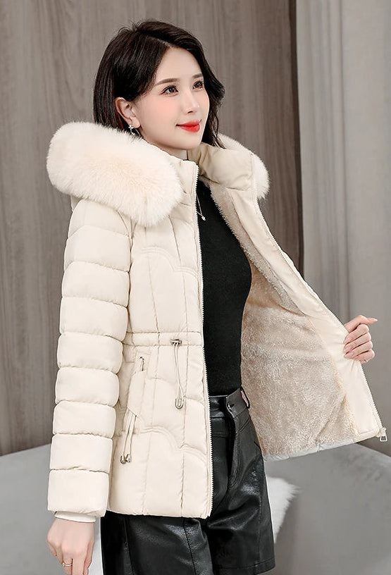 Doudoune Courte Femme à Capuche, Manteau Chaud Hiver 2025