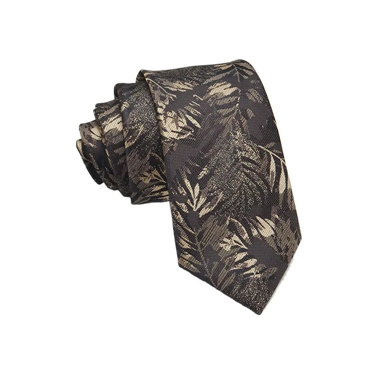 Cravate Homme en Jacquard – Motifs Floraux & Pois, 145 × 8 cm