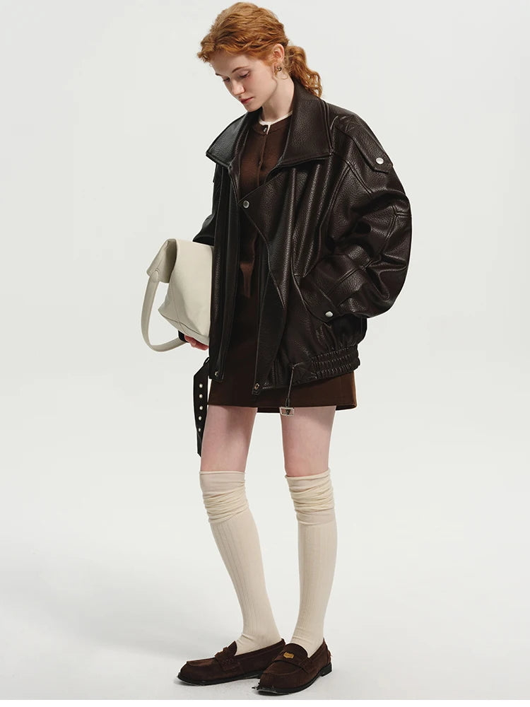 Veste Oversize Femme – Simili Cuir Rétro - Vestico