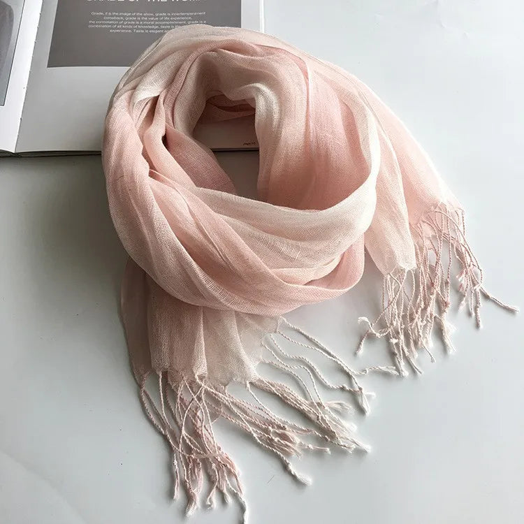 Écharpe Femme en Lin 100 % – Dégradé de Couleurs, Légère & Élégante - Vestico