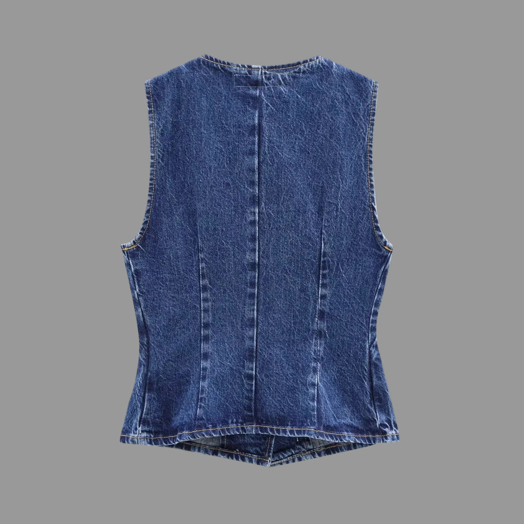 Gilet Femme en Jean – Sans Manches, Style Streetwear 2025 - Vestico