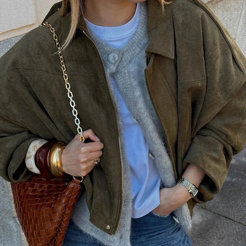 Veste Suédine Femme – Vintage Oversize - Vestico