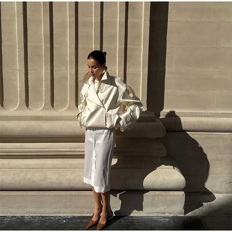 Trench Court Femme – Double Boutonnage & Lacets - Vestico