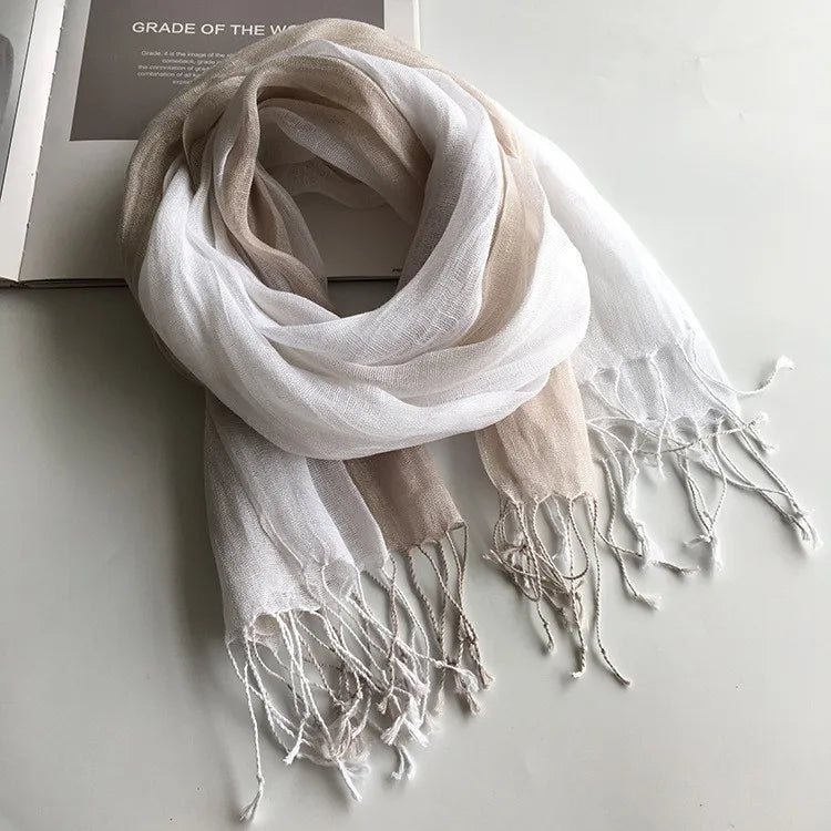 Écharpe Femme en Lin 100 % – Dégradé de Couleurs, Légère & Élégante - Vestico