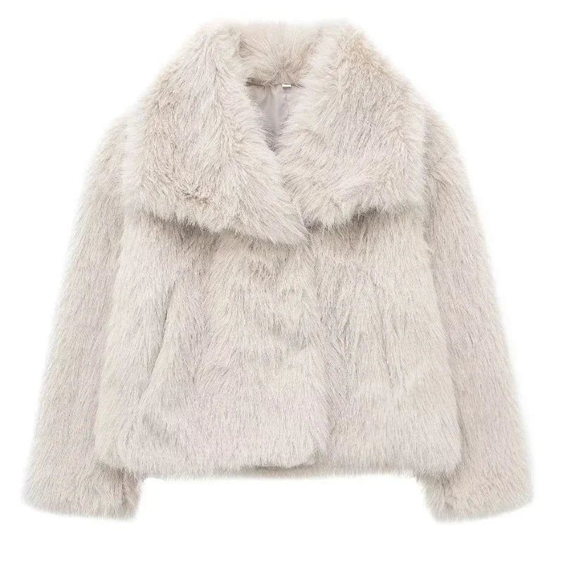 Manteau femme en fausse fourrure – veste chaude et fluffy automne/hiver