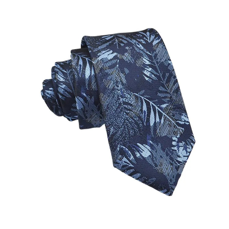 Cravate Homme en Jacquard – Motifs Floraux & Pois, 145 × 8 cm