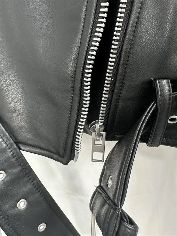 Veste Courte Femme – Simili cuir Vintage avec Ceinture - Vestico