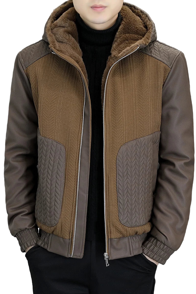 Veste Homme Hiver en Similicuir Épais – Style Streetwear avec Col Revers - Vestico