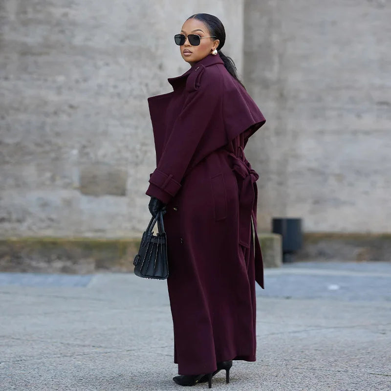 Manteau Élégant à Ceinture – Double Boutonnage & Col Revers - Vestico