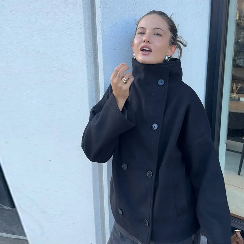 Veste Femme Laine & Cachemire Col Roulé – Style Casual Automne/Hiver 2025 - Vestico