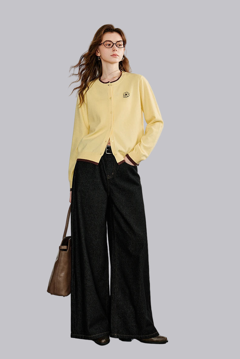 Cardigan Femme Vert Brodé – Élégance Automne/Hiver - Vestico