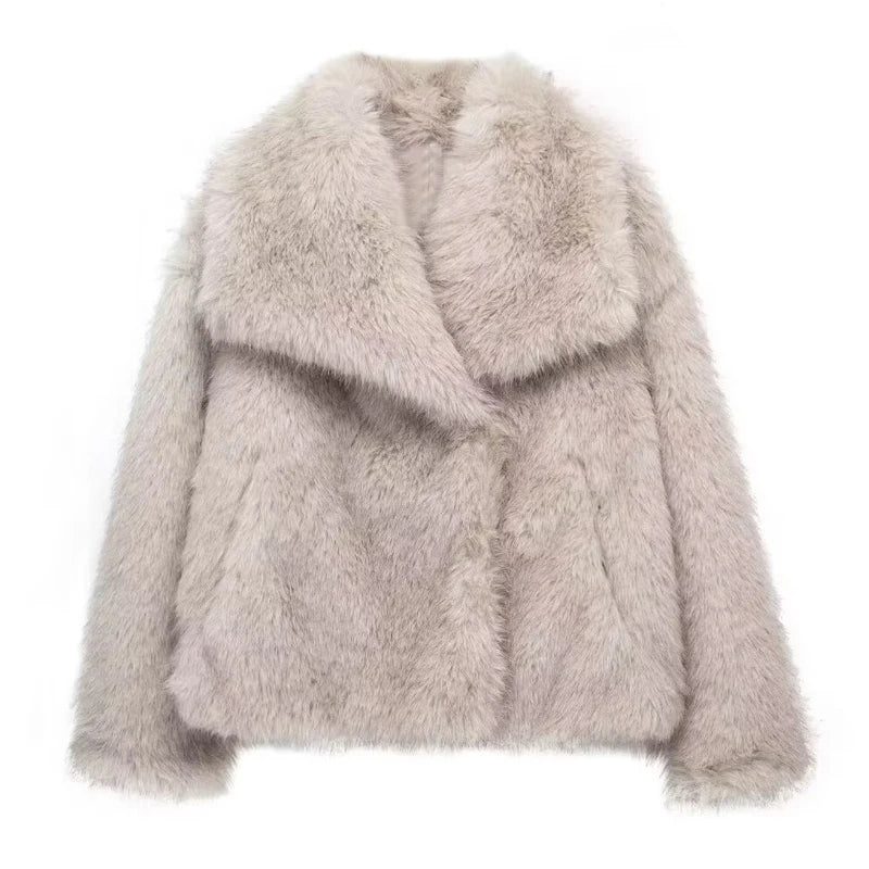 Manteau femme en fausse fourrure – veste chaude et fluffy automne/hiver